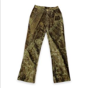 VINTAGE Y2K ROBERTO CAVALLI 3D GREEN LEAF/ FLOWER PRINT JEANS